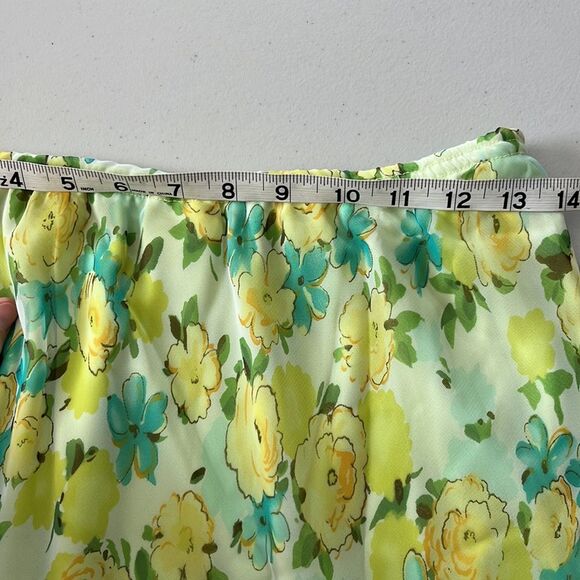 DBY Chartreuse Suit Set Short Sleeve Jacket Floral Skirt and Scarf Size 13/14 - Picture 12 of 14